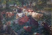 Emile Claus Cows crossing the Lys River Sweden oil painting artist